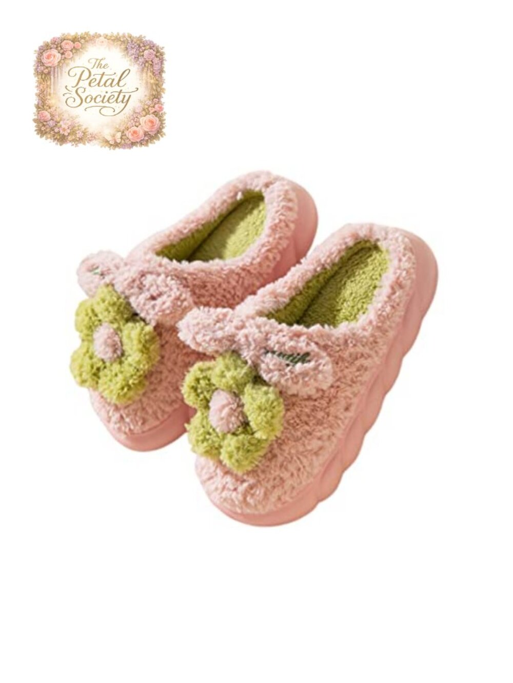 WYIKE Plush Floral Indoor Slippers Non-Slip Thick Bottom Warm Winter